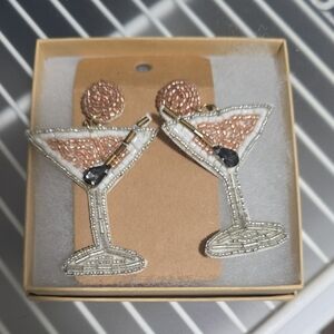 Beaded Cocktail Glass Earrings